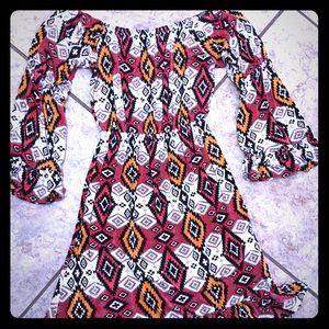 Adorable cinch waist, Aztec print dress